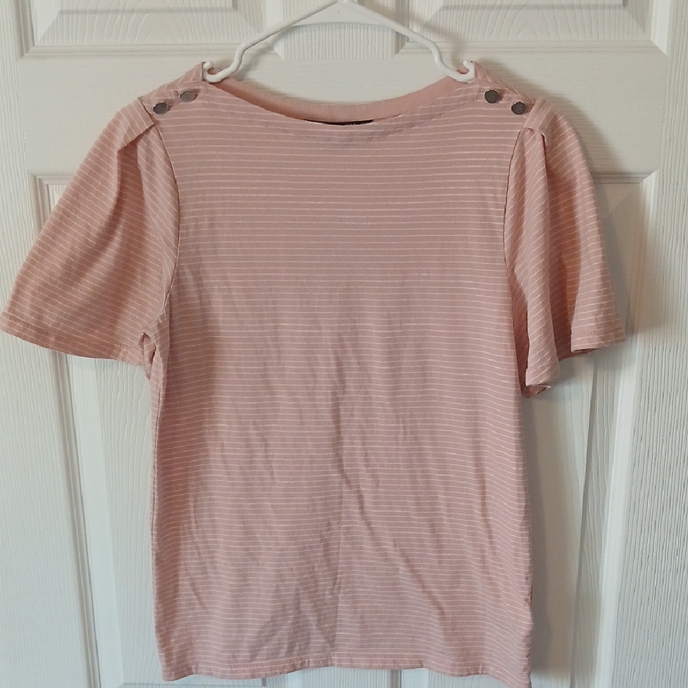 LAUREN Ralph Lauren Striped Pink Women's Top. Size MEDIUM